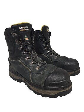 DAKOTA Men's 8" 8516 Composite Toe Comp Plate HD3 WP Work Boots Black Size 10M